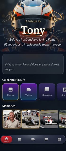 Tony's memorial app